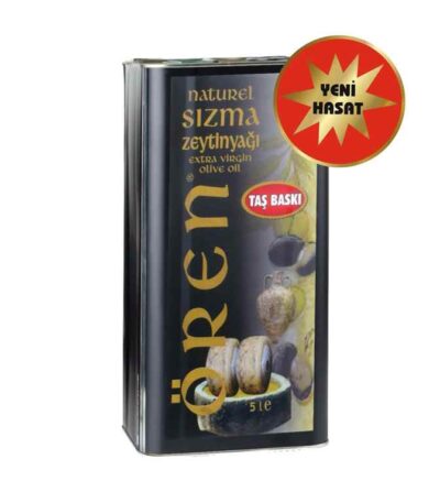 Taş baskı natürel sızma zeytinyağı 5 lt yeni hasat doğal zeytinyağı teneke ambalaj